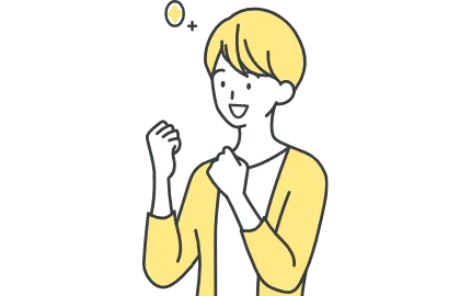 ガッツポーズをする男性