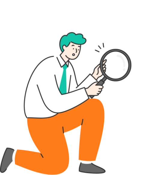 虫眼鏡を持った男性のイラスト