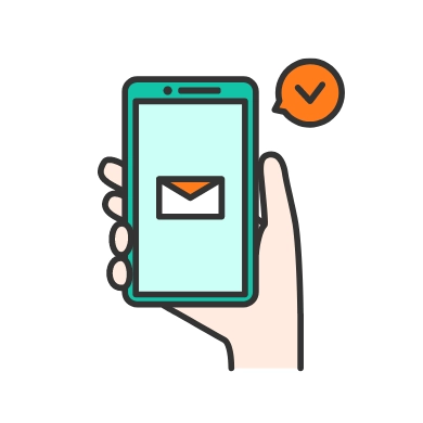 手持ちのスマホにメールが届くイメージのイラスト