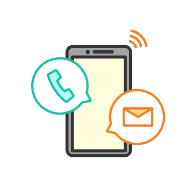 スマホに電話またはメールが来るイラスト