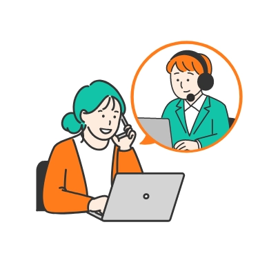 男性スタッフと女性求職者が通話しているイラスト