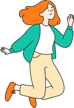 フワッとジャンプした女性のイラスト